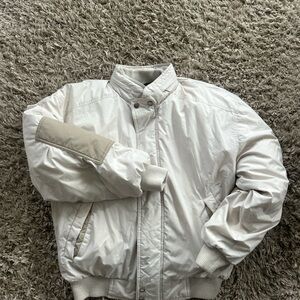 Vintage Members Only Beige Down Bomber Jacket Sz 42